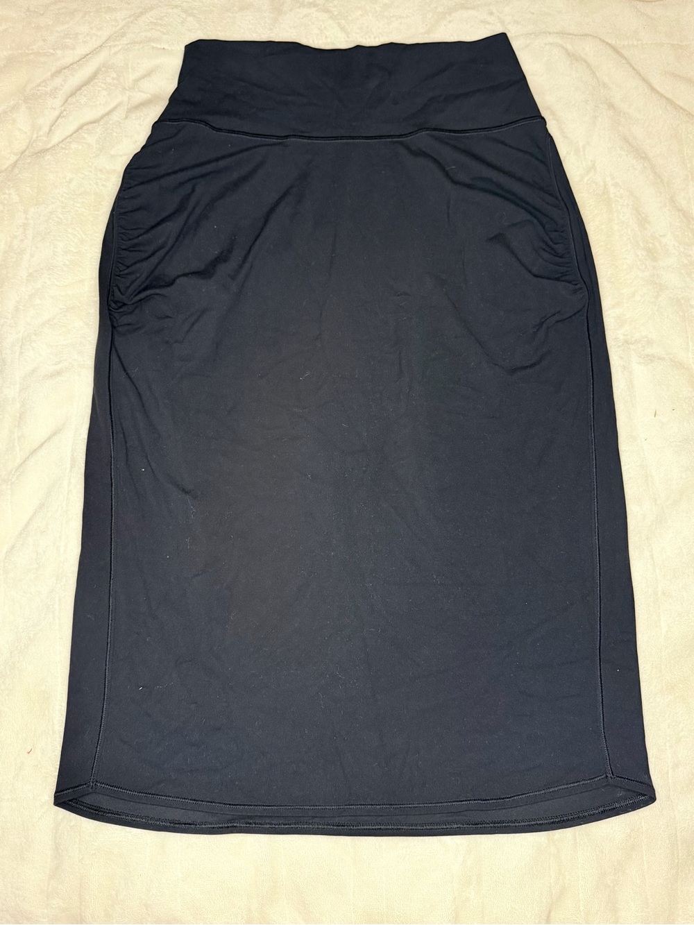 Athleta Transcend High Rise Midi Skirt Black Stretch Light Yoga Studio Soft